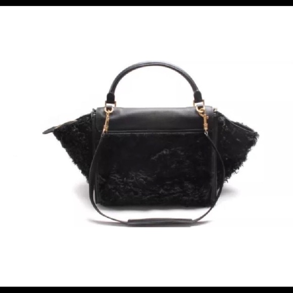 Celine Trapeze Leather And Shearling Satchel - Picture 2 of 7